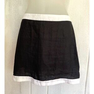 Reformation Robbie 100% Linen Mini Skirt Black White Size 2 Colorblock